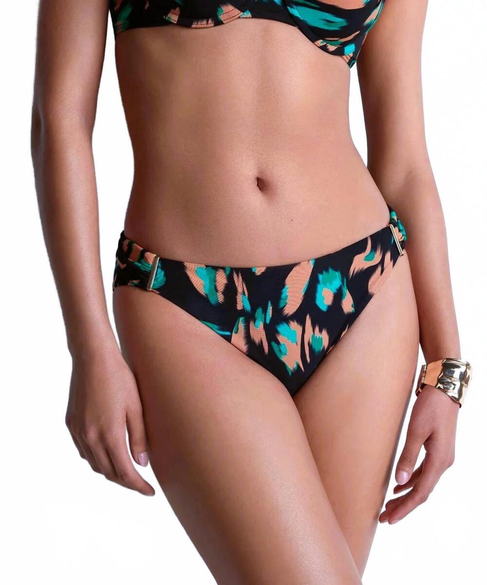NEW AUBADE women's feline energy brazilian brief in green panther
